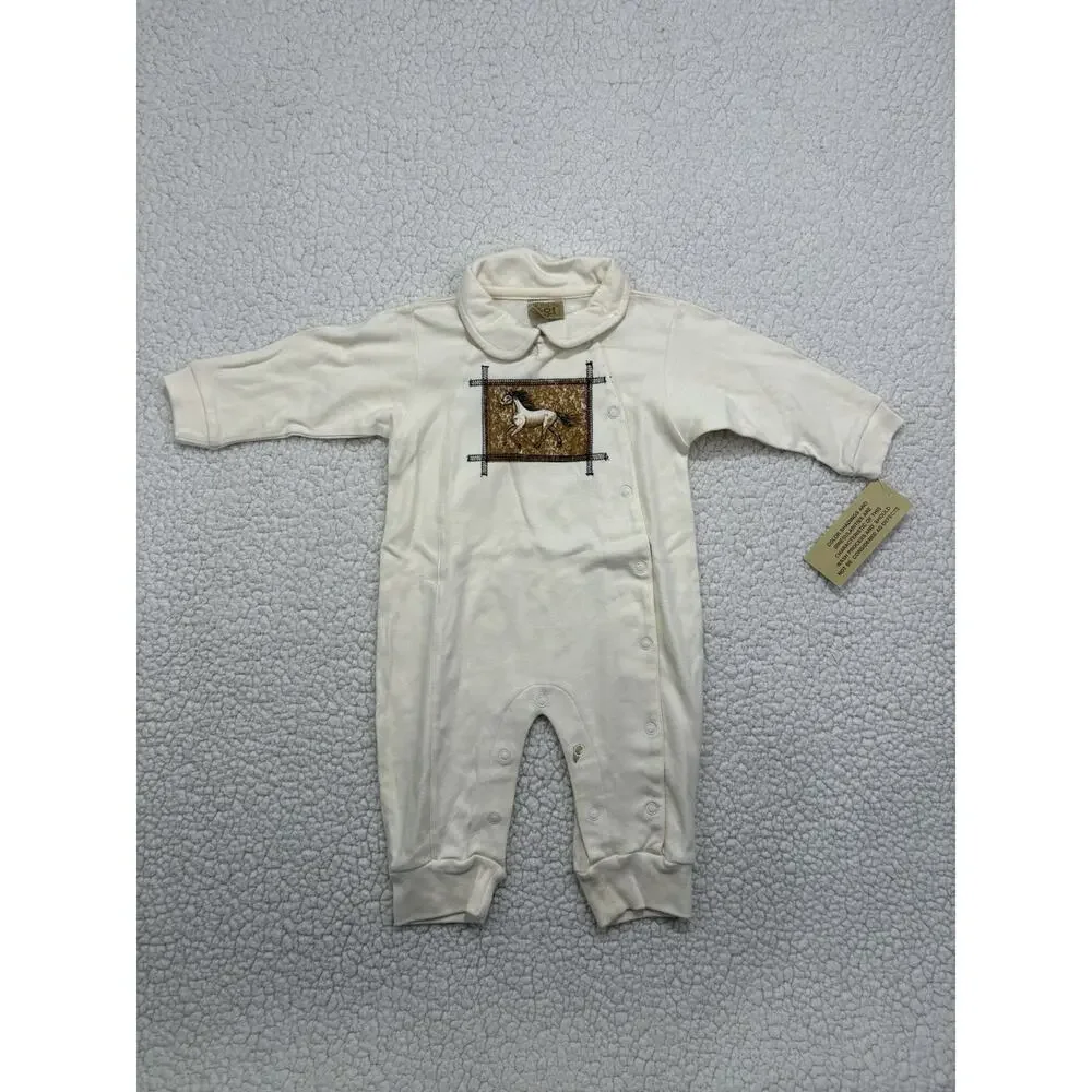 NWT Western Go Baby Jumpsuit 12 Months Cowboy Rodeo Lasso Horse Collared